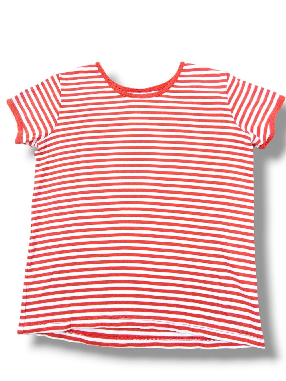 Hanna Andersson Girls Striped Pima Cotton T-Shirt Size 12 Poppy Red